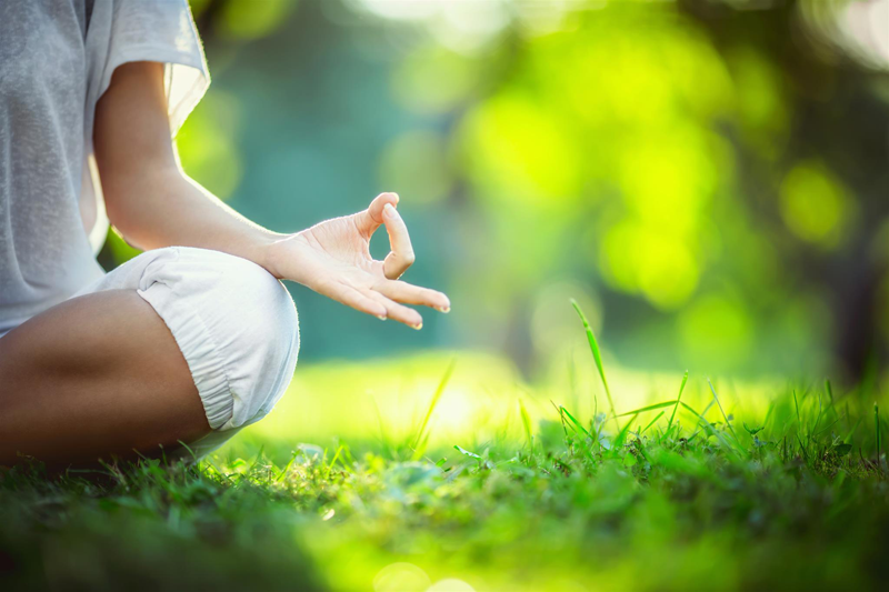 Hand meditation green yoga